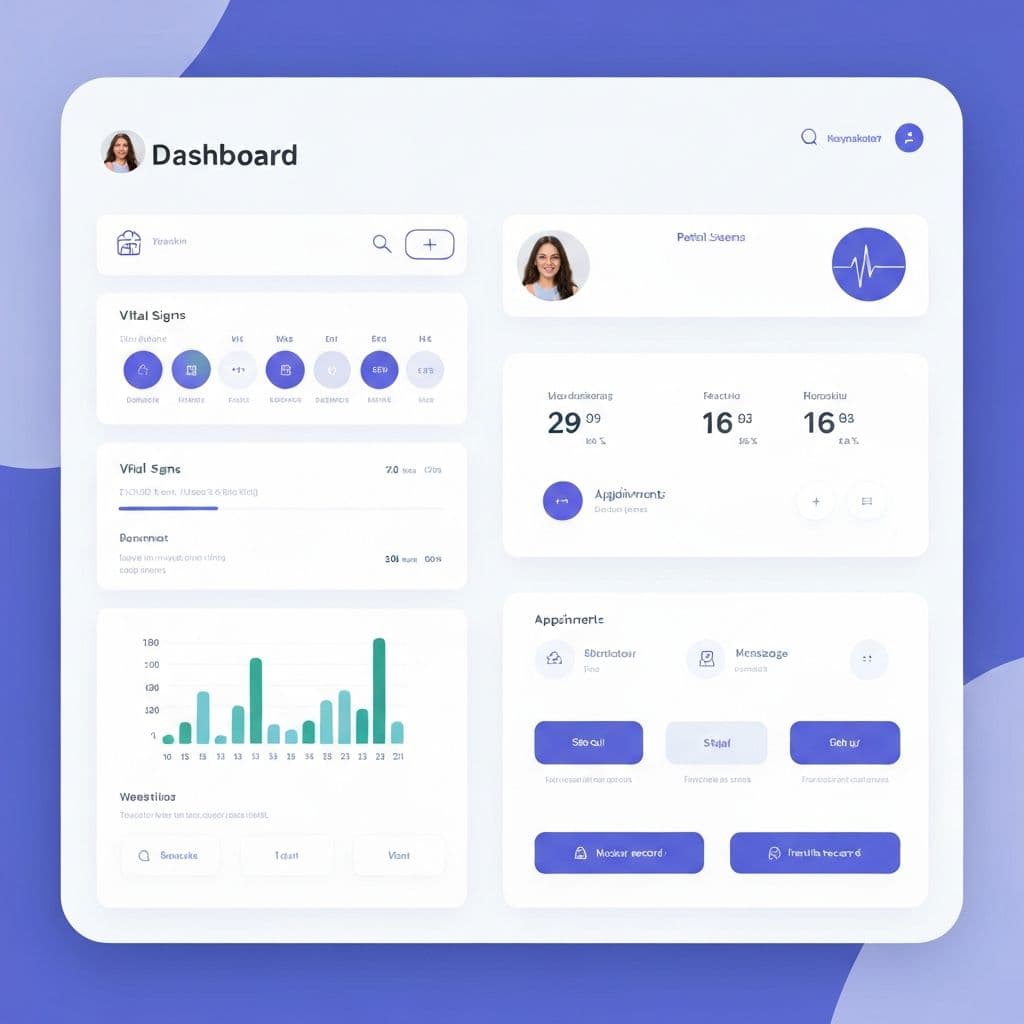 Healthcare dashboard and website interface focused on trust and clarity